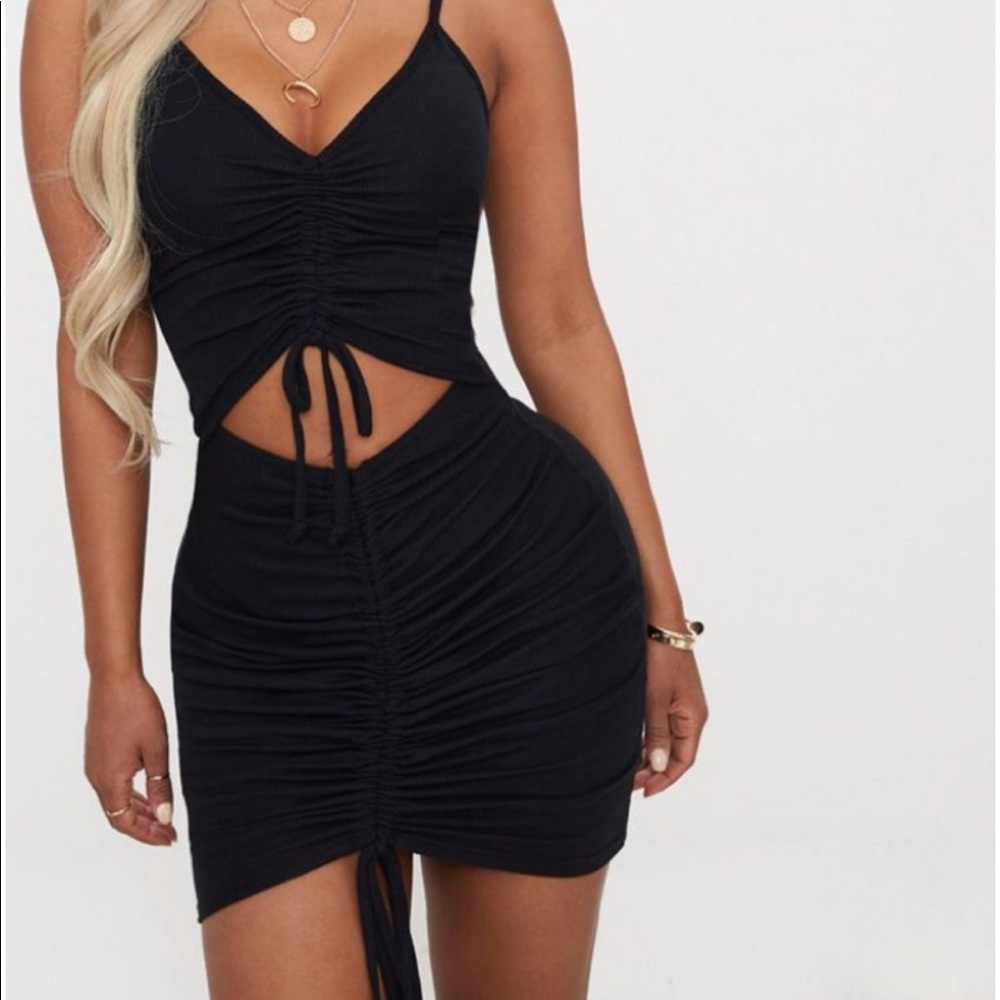 Pretty little thing Black ruched mini dress